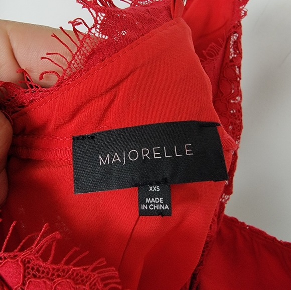 Majorelle Oracle Red Lace Dress Tiered Ruffle Midi Size XXS - Picture 10 of 10
